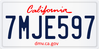 CA license plate 7MJE597