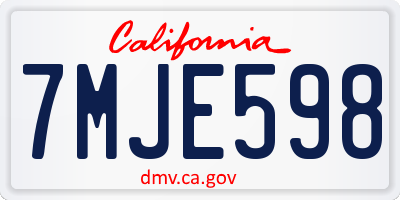 CA license plate 7MJE598