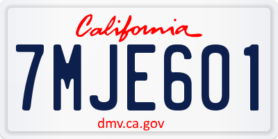 CA license plate 7MJE601