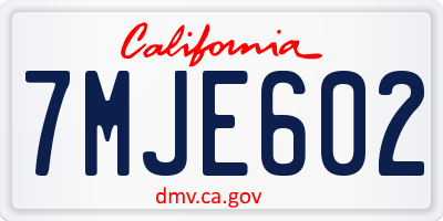 CA license plate 7MJE602