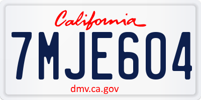CA license plate 7MJE604