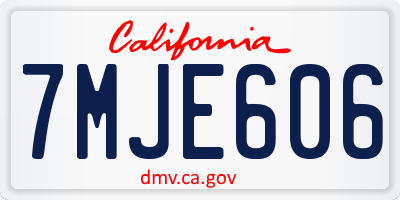 CA license plate 7MJE606