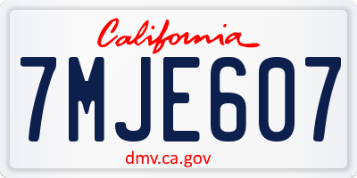 CA license plate 7MJE607