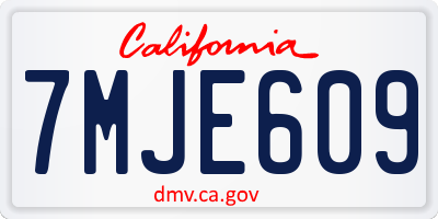 CA license plate 7MJE609