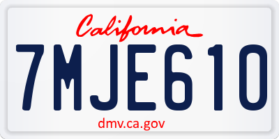 CA license plate 7MJE610