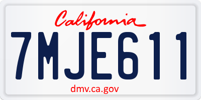 CA license plate 7MJE611