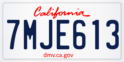 CA license plate 7MJE613