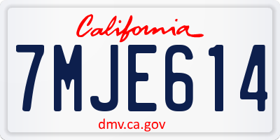 CA license plate 7MJE614