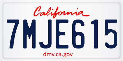CA license plate 7MJE615