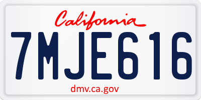 CA license plate 7MJE616