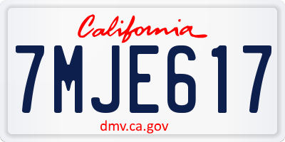 CA license plate 7MJE617