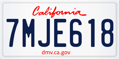 CA license plate 7MJE618