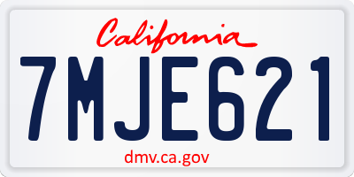 CA license plate 7MJE621