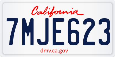 CA license plate 7MJE623
