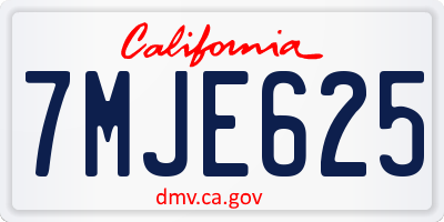 CA license plate 7MJE625