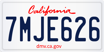 CA license plate 7MJE626