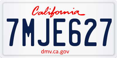 CA license plate 7MJE627
