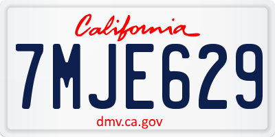 CA license plate 7MJE629