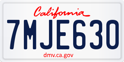 CA license plate 7MJE630