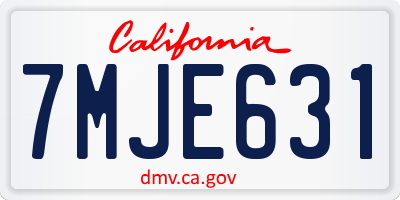 CA license plate 7MJE631