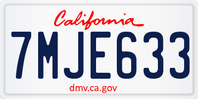 CA license plate 7MJE633