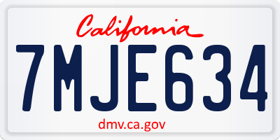 CA license plate 7MJE634