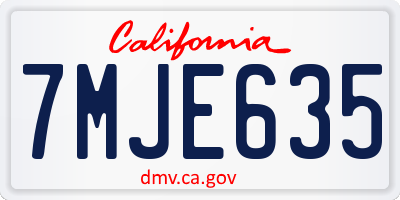 CA license plate 7MJE635
