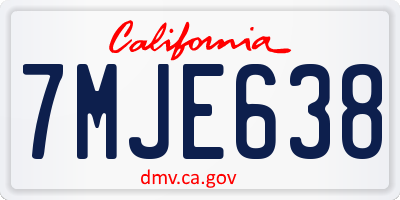 CA license plate 7MJE638