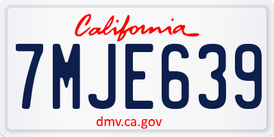 CA license plate 7MJE639