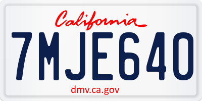 CA license plate 7MJE640