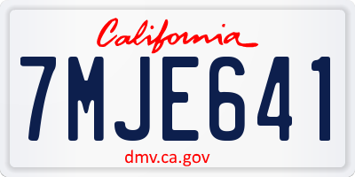 CA license plate 7MJE641