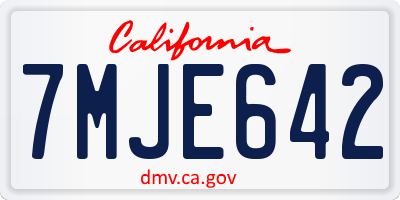 CA license plate 7MJE642