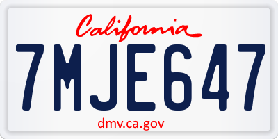 CA license plate 7MJE647