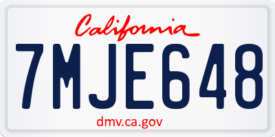 CA license plate 7MJE648