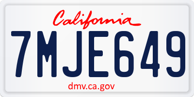 CA license plate 7MJE649