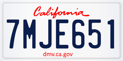 CA license plate 7MJE651