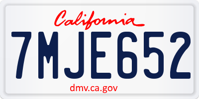 CA license plate 7MJE652