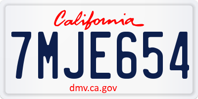 CA license plate 7MJE654