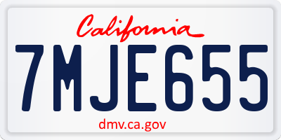 CA license plate 7MJE655