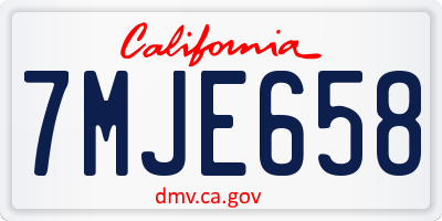 CA license plate 7MJE658