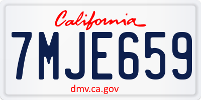 CA license plate 7MJE659