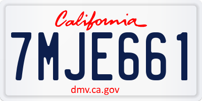 CA license plate 7MJE661