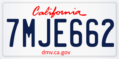 CA license plate 7MJE662