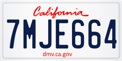 CA license plate 7MJE664