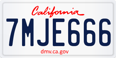 CA license plate 7MJE666