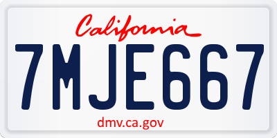 CA license plate 7MJE667