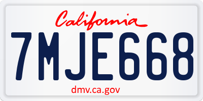 CA license plate 7MJE668