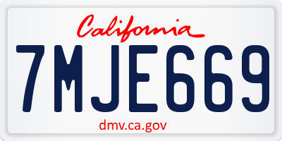 CA license plate 7MJE669