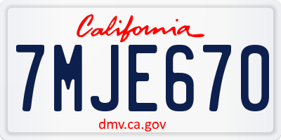 CA license plate 7MJE670