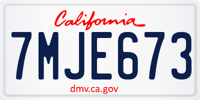 CA license plate 7MJE673